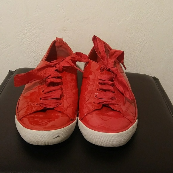 red patent leather sneakers